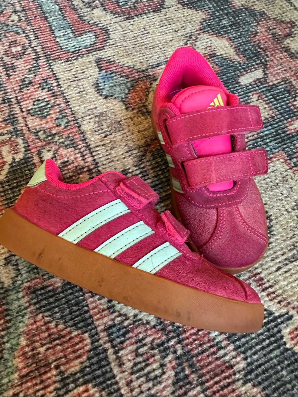 Kids Pink Suede Sneakers with Gum Sole